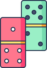 Domino Icon In Pink And Green Color.