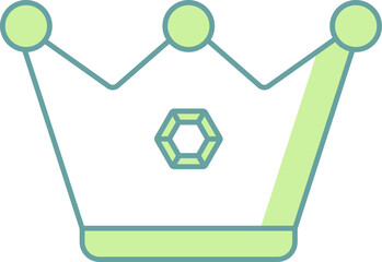 Crown Icon In Green And White Color.