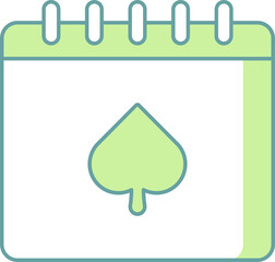 Flat Style Desk Calendar Icon In Green And White Color.