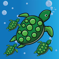 turtle on the water mascot vector