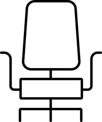 Flat Style Comfort Chair Icon in Black Line Art.