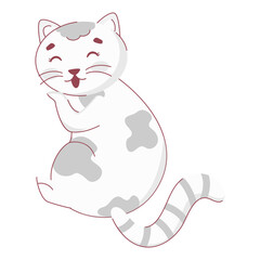 Cute cat sitting on white background.