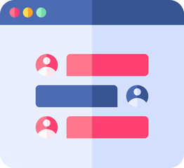 Online Group Chat Icon In Pink And Blue Color.