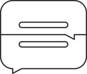 Black Line Art Chat Box Icon In Flat Style.