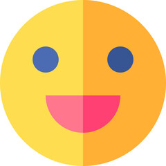 Happy Emoji Icon In Pink And Yellow Color.