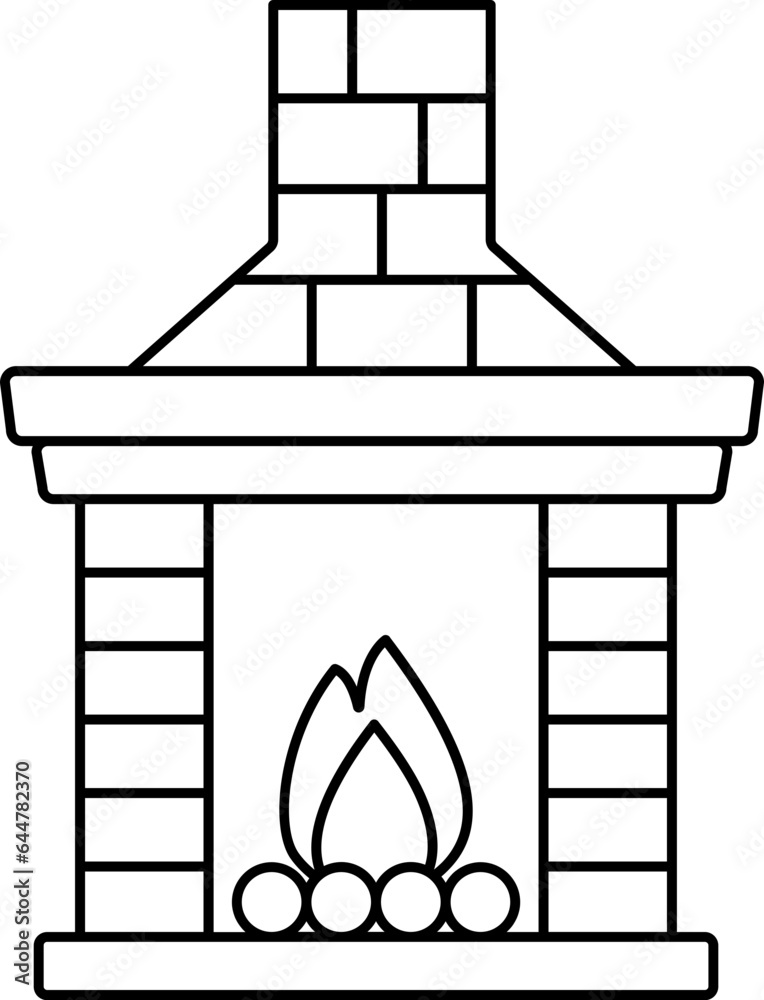 Canvas Prints isolated chimney or fireplace icon in line art.