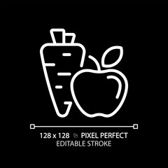 2D pixel perfect editable white healthy diet icon, isolated vector, thin line illustration representing allergen free.