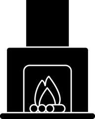 Flat Style Chimney Or Fireplace Icon In Black And White Color.