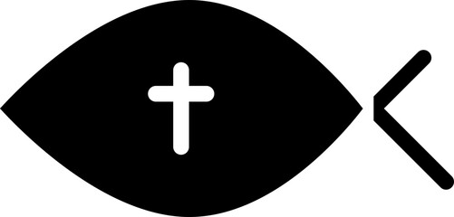 Obraz premium Vector Illustration of Christian Fish Or Ichthys In Glyph Style.