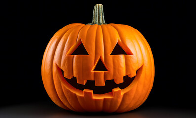 Jack O Lantern halloween pumpkin isolated on black background. Halloween pumpkin Jack O'Lantern. Halloween concept. 