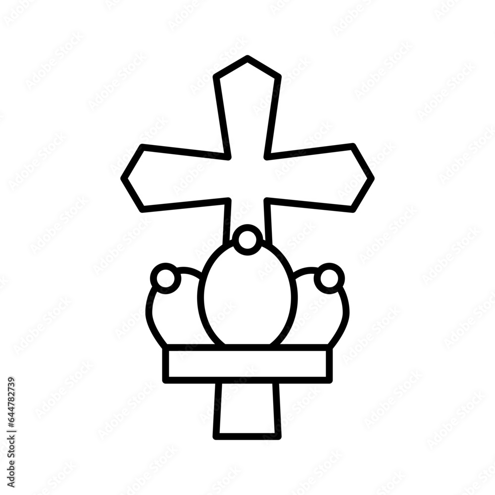 Sticker Black line art illustration of Pope hat icon.