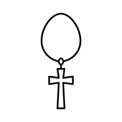 Line art Rosary icon in flat style.