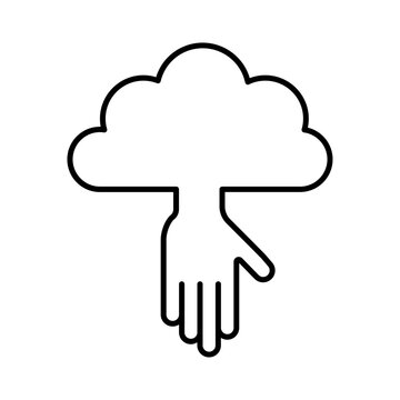 recommend clip art: Line art Heaven hand from sky icon in flat style.