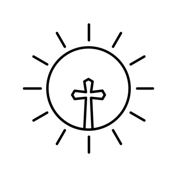 recommend clip art: Line art illustration of Jesus sunshine icon.