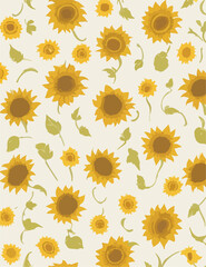 Digital Sunflower Vector Pattern Illustration