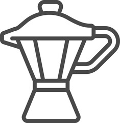 Coffee Pot Thin Line Art Icon in Flat Style.