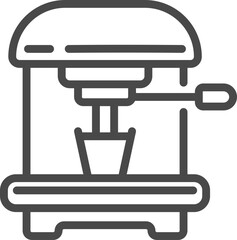 Retro Espresso Machine Icon in Line Art.
