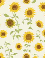 Bright Sunflower Design Seamless Pattern