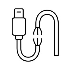 Line art illustration of Broken usb cable icon.