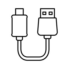 Two side usb cable icon in black line art.