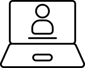 Line art User or profile in laptop screen icon in flat style.