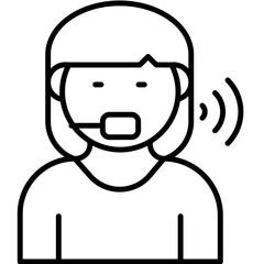 Line art illustration of Woman call with microphone icon.