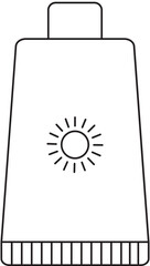 Vector Illustration of Sunscreen Tube in Thin Line Art.