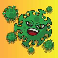 virus monster mascot vector