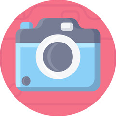Camera Icon On Pink Background.