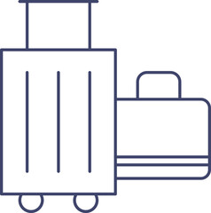 Flat Style Luggage Bag Icon In Blue Line Art.