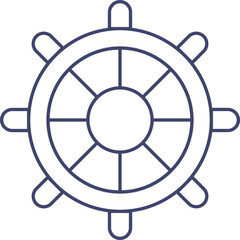 Obraz premium Ship Steering Wheel Icon In Blue Line Art.