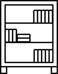 Black Line Art Illustration Of Bookshelf Icon.