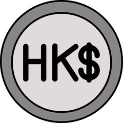 Grey Hong Kong Dollar Coin Icon in Flat Style.