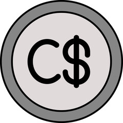 Isolated Cordoba Coin Icon in Gray Color.