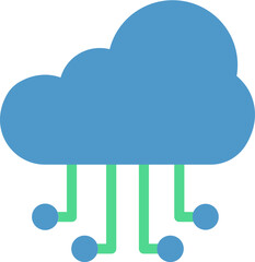 Cloud Computing Icon In Blue And Green Color.