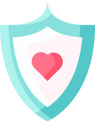 Illustration of Shield With Heart Icon in Flat Style.