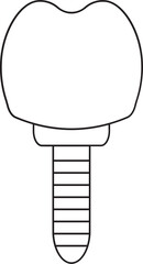 Dental Implant Icon In Thin Line Art.