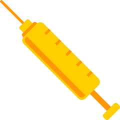 Flat Style Syringe icon in Yellow Color.