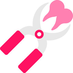 Dental Pliers with Teeth icon in grey and pink color.