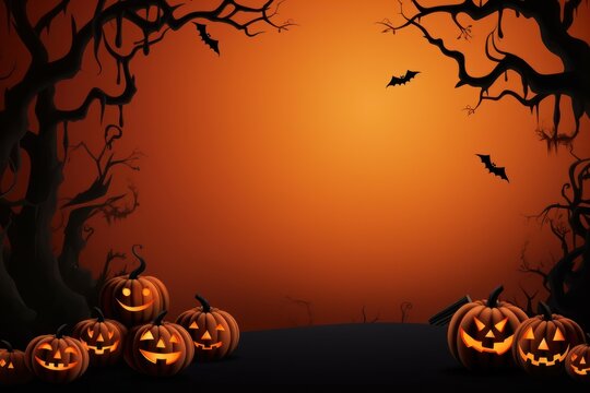 Halloween background - few pumpkins on a dark background