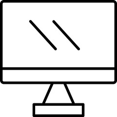 Isolated Desktop Icon in Black Line Art.