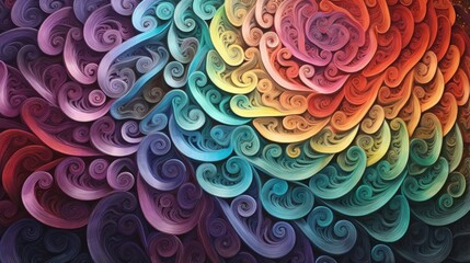 Diverse Spirals: Spirals of varying thicknesses and colors intertwining in unity