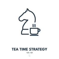 Tea Time Strategy Icon. Drink, Cup, Break. Editable Stroke. Simple Vector Icon