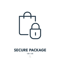 Secure Package Icon. Packaging, Shopping, Delivery. Editable Stroke. Simple Vector Icon