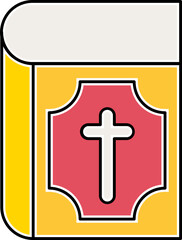 Bible book icon in red and yellow color.
