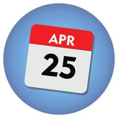 Fototapeta premium 25 april icon with white background, calender icon