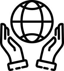 Hands Protecting Earth Globe icon in Flat Style.