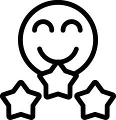 Smiley Emoji Rating Icon In Black Line Art.