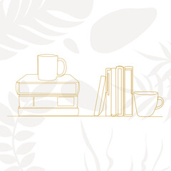 books continuous line drawing, sketch on white background vector