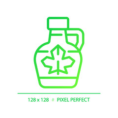 2D pixel perfect gradient maple syrup icon, isolated vector, thin line green illustration representing allergen free.